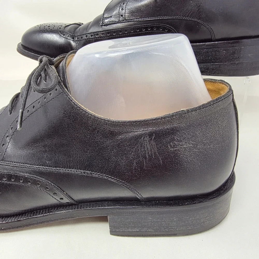 Rockport Wingtip Oxford Mens 9 W APM50131 Black Leather Dress Shoes Italy Good